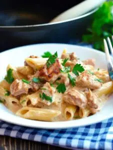 Creamy Cajun Chicken Pasta plated and ready to serve.